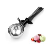Cuillère à Glace 70 mm en Acier Inoxydable, 90 ml - avec Déclencheur et Poignée Ergonomique, pour Crème Glacée, Melon, Pâtisserie