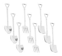 Cuillère à glace, 9 pièces pelle cuillère fourchette à café poignée de(Silver)