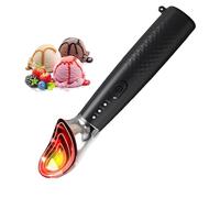 Cuillère à glace chauffante, cuillère à glace électrique rechargeable avec 3 températures réglables, étanche pour glace dure, gelato et sorbet black a
