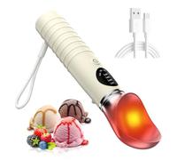 Cuillère à glace chauffante rechargeable en acier inoxydable avec 4 réglages de température et écran LED, cuillère à glace électrique 2500 mAh pour gelato, sorbet et tous les desserts glacés
