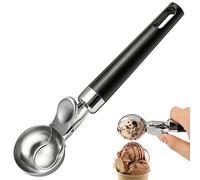 Cuillere a Glace en Acier Inoxydable 21 cm - Cuillère à Glace avec Gâchette et Poignée Confortable, Poli Miroir, Anti-adhésion - Pour Faire des Boules de Crème Glacée, Fruits, Pâte à Biscuits