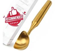 Cuillère à glace en acier inoxydable 304 - monobloc, robuste et compatible lave-vaisselle - poignée ergonomique (1, Or)