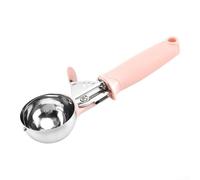 Cuillère à glace en acier inoxydable avec design ergonomique pour une utilisation confortable et une prise uniforme de crème glacée, fruits, biscuits et pâte en cuisine (rose)