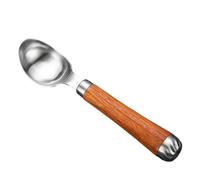 Cuillère à glace en acier inoxydable, avec manche bois de poirier, cuillère multifonctionnelle épaissie et fruits(B)
