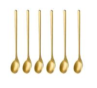 Cuillère à glace en acier inoxydable, passe au lave-vaisselle, cuillère à glace robuste, modèle monobloc, poignée ergonomique et confortable (6, cuillères à glace, doré)