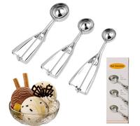 Cuillère à Glace en Acier Inoxydable - Set de 3 Cuillères 4cm/5cm/6cm - Ice Cream Scoop - Idéal pour Glaces, Cornets, Fruits