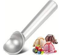 Cuillère à glace en aluminium antiadhésive avec manche résistant au gel, conception robuste, facile à nettoyer, convient pour la glace, la pâte à biscuits, les smoothies, les amandes (argent) 1 pièce 