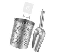 Cuillère à glace en métal et support de montage - Solution de rangement texturée en acier inoxydable pour seaux à glace et congélateur - Cuillère de restaurant