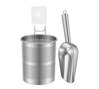 Cuillère à glace en métal et support de montage - Solution de stockage texturée en acier inoxydable pour seaux à glace et congélateur - Cuillère en acier inoxydable