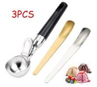 Cuillère à Glace - Inox - Gâchette - Argent/or/noir - Compatible lave-vaisselle - 77g