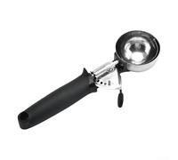 Cuillère à glace multi-usage en acier inoxydable pour ramasser la crème glacée, les fruits, les cookies et la pâte, avec poignée ergonomique et passe au lave-vaisselle pour un entretien facile (noir)