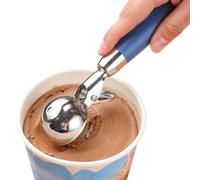 Cuillère à glace robuste avec couvercle amovible en acier inoxydable | Accessoire de cuisine lavable au lave-vaisselle, cuillère à dessert ronde antiadhésive avec poignée ergonomique pour pâte à biscu