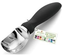 Cuillère à glace robuste avec poignée confortable - Cuillère à glace professionnelle pour gelato, sorbet, pâte à biscuits, melon, yaourt glacé - Passe au lave-vaisselle - Outil de cuisine en métal