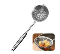 Cuillère à graisse extra fine en acier inoxydable, écumoire profonde à long manche, louche fendue avec trous, ustensile de cuisine en maille, pour frire, huile, sauce, graisse et cuisine de cuisine