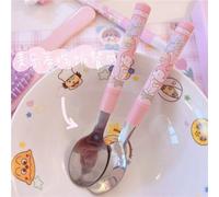 Cuillère À Manger Pour Enfants, Dessin Animé My Melody, Cuillère À Tête Ronde, Manche Long, Cuillère En Acier Inoxydable, Pour La Maison, 2 Pièces