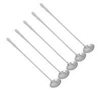 Cuillère à Mélanger 5 Pièces à Long Manche en Acier Inoxydable 32 | Mélange Précis, Résistance à Chaleur, Nettoyage Facile, pour Maison et Restaurant, Couleur Argenté