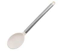 Cuillère à mélanger avec manche en acier inoxydable, résistante aux rayures et antiadhésive, ustensile de cuisine sûr pour cuisiner, pâtisser, servir et mélanger.