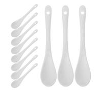 Cuillère à Mélanger en Céramique à Long Manche 10 Pièces | Porcelaine Blanche, Finition Émaillée Lisse, Surface Non Poreuse, pour Confiture, Céréales, Sucre et Épices