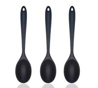 Cuillère À Mélanger En Silicone Antiadhésif 3 Pcs Cuillère Mélanger En Silicone Long Manche Cuillère De Mélange Cuisine Antiadhésive En Silicone Pour Mélanger Remuer Cuisson Et Servir 21x4.5cm(Noir)