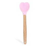Cuillère à mélanger en silicone en forme de cœur avec poignée en bois - Spatule en silicone - Cuillère isolante - Accessoires de cuisine - Spatule en silicone en forme de cœur
