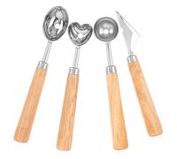 Cuillère à Melon en Acier Inoxydable pour Pastèque et Glace, | Bois et Acier Inoxydable, Bords Sûrs, Rangement Compact, Nettoyage Facile, pour Garçon et Filles et Adultes