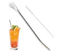 Cuillère à paille - Cuillères à paille | Cuillère à paille multifonction en acier inoxydable Yerba Mate réutilisable avec brosse de nettoyage, pailles Bombilla pour café, soupe, cocktail milkshake
