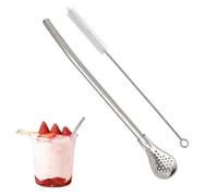 Cuillère À Paille Filtrée - Paille Bombilla En Acier Inoxydable De 21 Cm, Cuillère À Soupe Multifonctionnelle Pour Thé, Café, Métal Réutilisable Et Sûr | Pratique Pour Les Boissons En Feuilles Mobiles