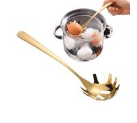 Cuillère à pâtes avec dents, passoire à nouilles et serveur à spaghettis pour la cuisine, en acier inoxydable, poignée antidérapante pour servir et égoutter facilement, 26 x 6,5 cm