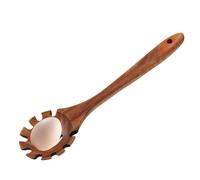 Cuillère à pâtes : passoire dentée de 32 cm de long, matériau en bois de hêtre naturel, ustensiles de cuisine suspendus de 90 g, parfait pour servir des nouilles spaghettis et autres types de pâtes à
