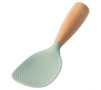 Cuillère à riz avec tête flexible en silicone et poignée ergonomique en bois résistante à la chaleur sans danger pour un usage quotidien en cuisine (vert)