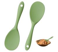 Cuillère à Riz en Silicone, 2 Pièces Cuillère à Riz Antiadhésive, Cuillère de Service à Riz, Rice Spoon, pour le Riz, la Purée de Pommes de Terre, Remuer, Mélanger (Vert, 22cm/8.66in*7cm/2.76in)