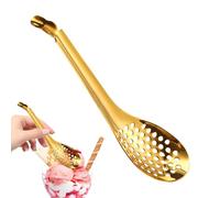 Cuillère à sfnerification moléculaire : cuillère perforée en or ou en acier inoxydable argenté, cuillère fendue pour caviar et gastronomie | Outil manuel de cuisine pour chef, cuillère élégante