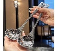 Cuillère à soupe à long manche en acier inoxydable avec fonction passoire avec perforations en écailles de poisson pour une utilisation dans les cuisines domestiques et les casseroles chaudes