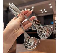 Cuillère à soupe à long manche en acier inoxydable résistant à la rouille avec motif écailles de poisson pour filtrer efficacement le bouillon en cuisine (la fuite de marteau)