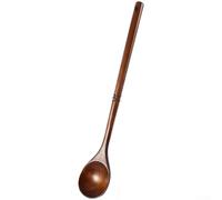 Cuillère à soupe en bois à long manche de 33 cm - Grande louche pour la cuisine - Ustensile en bois dur résistant à la chaleur pour casserole - Ustensile de cuisine marron (marron)