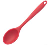 Cuillère à soupe en silicone non résistante à la chaleur Ustensile de cuisine avec poignée ergonomique pour cuisiner et servir Couleur noire 20 cm (cuillère rouge)