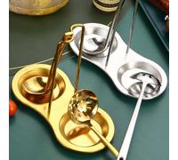 Cuillère à soupe et support de cuillère à pot chaud en acier inoxydable plaqué titane multicolore, égouttoir de cuisine minimaliste occidental, support ustensile multifonction or,argentAcier inoxydabl