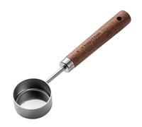 Cuillère à soupe ronde en acier inoxydable d'une capacité de 15 ml avec poignée en bois de noyer pour assaisonnement de café, thé, accessoires de cuisine - Argenté