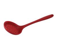 Cuillère à Trous en Silicone Alimentaire Rouge pour Soupe et Fondue | Passoire Cuisine, Usage Restaurant et Buffet, Manche Long pour Atteindre les Ingrédients, Facile à Suspendre