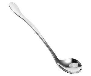 Cuillère Adaptée à Coude, Manche Long, Tête Profonde en Acier Inoxydable | Usage à Droite, Limite les Éclaboussures, 1 Pièce Argentée, Repas Assistés, Soins