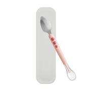 Cuillère alimentaire en silicone, Modèle avec boîte de protection, 20x2,3x2,8 cm, Cuillère à deux, Outil de service, Ustensile nomade ergonomique pour repas
