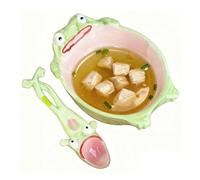 Cuillère amusante en forme de grenouille - Ensemble de bols et cuillères pour vaisselle en forme de grenouille | Ustensiles de cuisine amusants en céramique pour enfants, adultes, femmes, filles, café