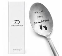 Cuillère Annonce Grossesse Grand-Père "Tu Vas Être Papi" - Cadeau Original Personnalisé Futur Papi - Idée Cadeau Fête des Pères avec Coffret - Acier Inoxydable - Zinello Design