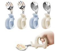 Cuillere Bebe Apprentissage,Tangger 4 Pièces 316 Inox Cuillere Bebe Apprentissage,Fourchette Enfant,Cuillere Bebe 1er Age,Couvert Bebe,Vaisselle Bebe,Couvert Bebe Apprentissage,Vaisselle Enfant