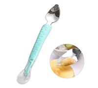 Cuillere Bebe, Cuillere Bebe Silicone 1er Age Bebe Sans Bpa Nourriture Complémentaire Gratter Des Fruits s'Adapte à La Bouche De Bébé Passe Au Micro-Ondes, Au Lave-Vaisselle Et Au Congélateur (Bleu)