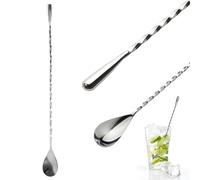 Cuillère Cocktail Longue - Cuillère Parisienne pour Bar Cuisine & Accessoires Bar, Anti-Shake & Pilon, Parfaite pour la Préparation de Cocktails en Bar & à la Maison