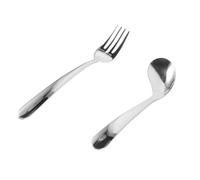 Cuillère Coudée Ergonomique pour Seniors, Acier Inoxydable, 1 Set | Assistance Inclinée pour Repas Solides, Légère et Confortable, Adaptée aux Gestes Limités du Haut du Corps