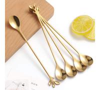 Cuillère Créative En Acier Inoxydable 6 Pièces/Ensemble, Branche De Feuilles, Cuillère À Dessert, Cuillère À Café, Accessoires De Cuisine, Décoration De Table