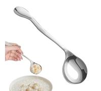 Cuillère d'alimentation pour personnes âgées : outil d'auto-alimentation de 19 x 4 cm, cuillère auxiliaire en acier inoxydable, couverts adaptables avec prise en main facile, cuillère à café pour