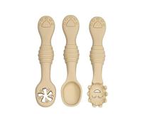 Cuillère d'apprentissage en silicone 3 pièces, cuillère d'alimentation et d'aide à la dentition, cuillère complémentaire en silicone pour les nouvelles mamans et les nouveaux papas